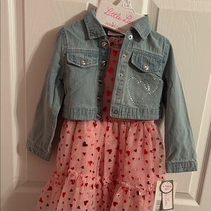 Little Lass Light Blue Denim Jacket with Rhinestone Heart